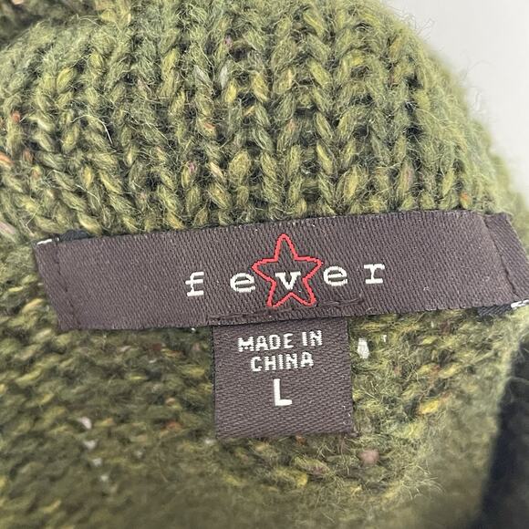 Vtg FEVER Green Chunky Knit Peplum Button Cardigan Boho Forest Fairy Y2K Sz‎ L - Picture 6 of 8